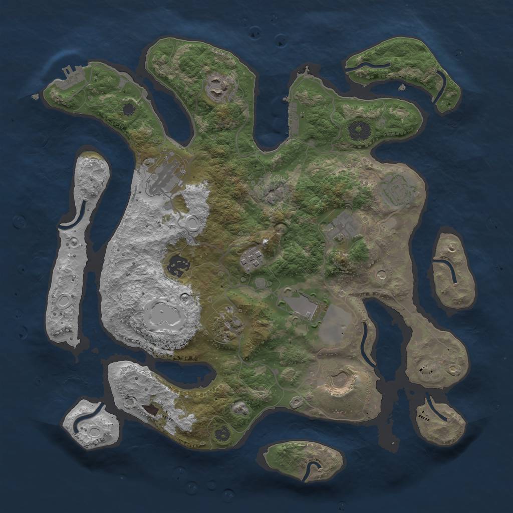 Rust Map: Procedural Map, Size: 3600, Seed: 20209, 17 Monuments