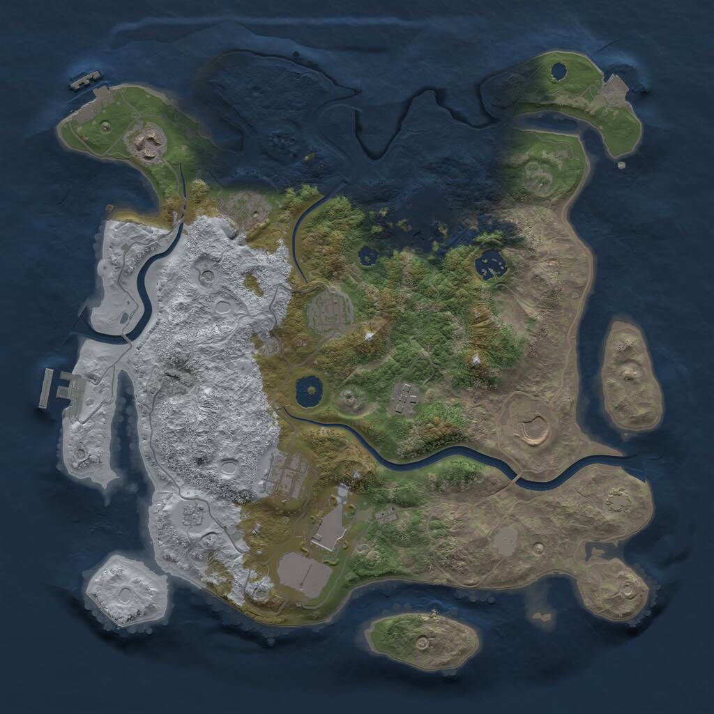 Rust Map: Procedural Map, Size: 3600, Seed: 20209, 15 Monuments