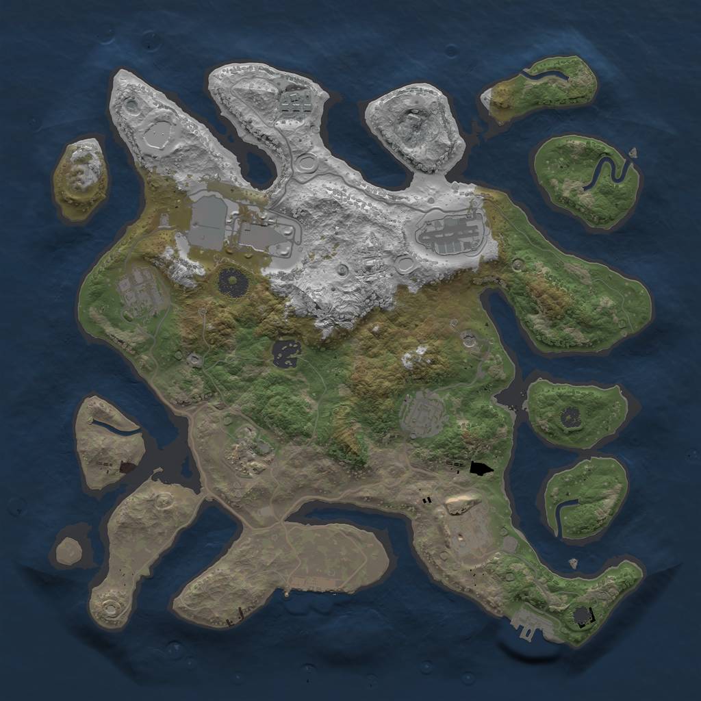 Rust Map: Procedural Map, Size: 3500, Seed: 368701929, 16 Monuments