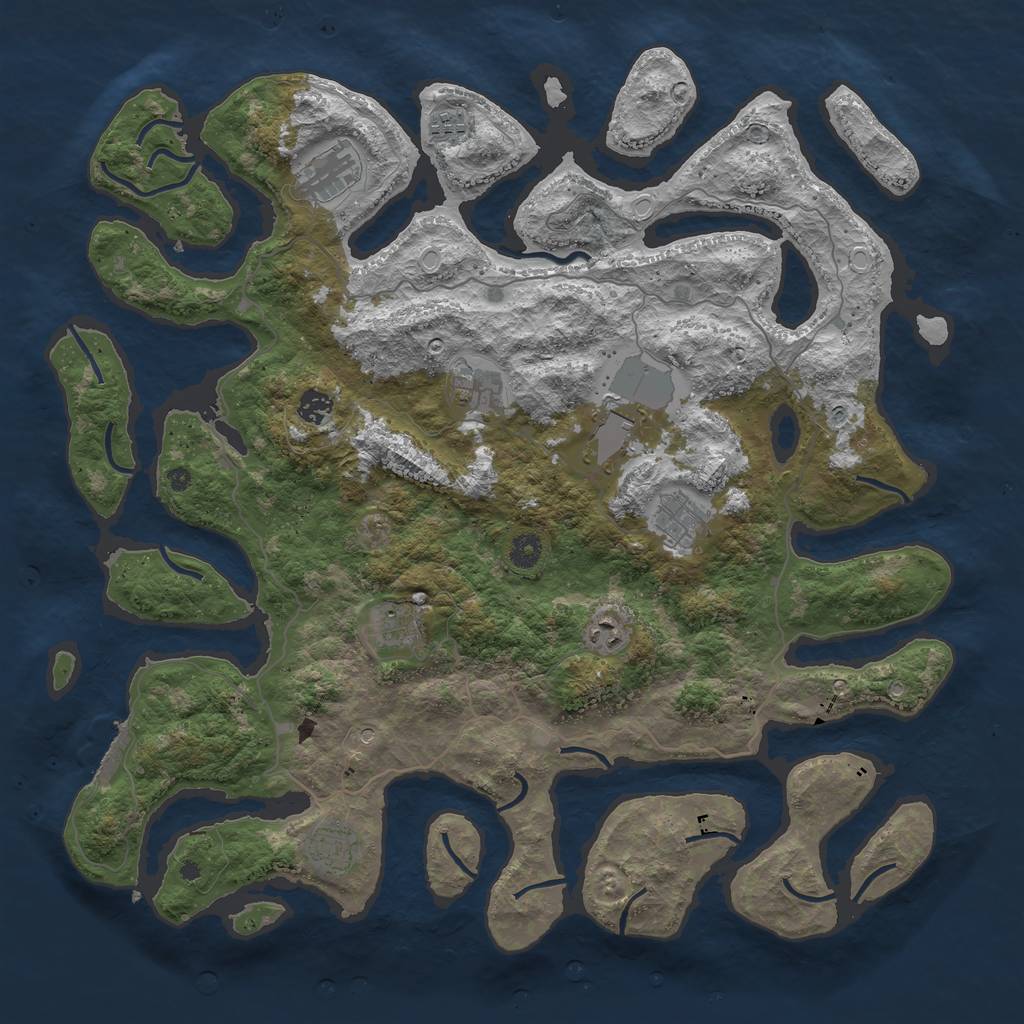 Rust Map: Procedural Map, Size: 4500, Seed: 12357, 16 Monuments