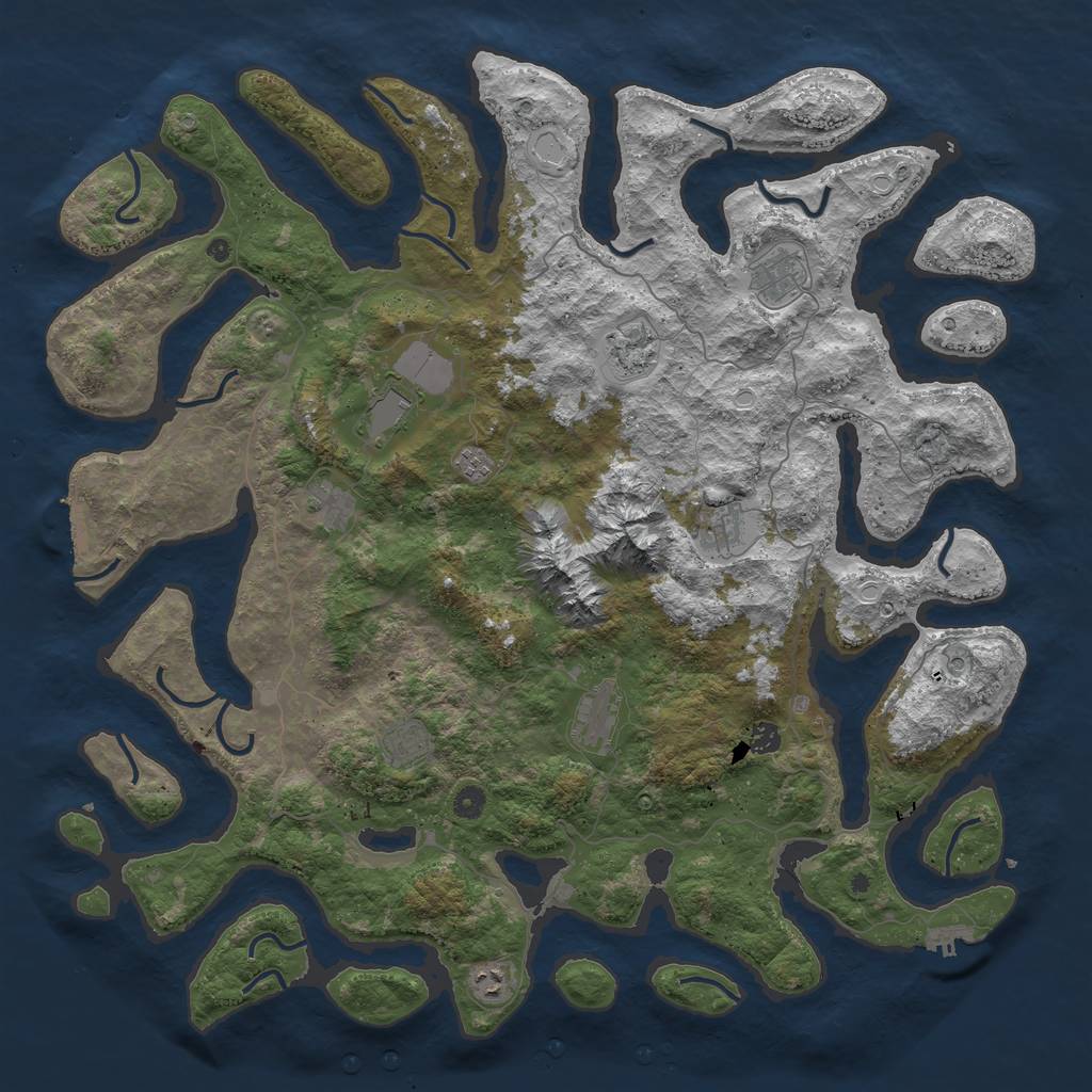 Rust Map: Procedural Map, Size: 5000, Seed: 885117, 18 Monuments