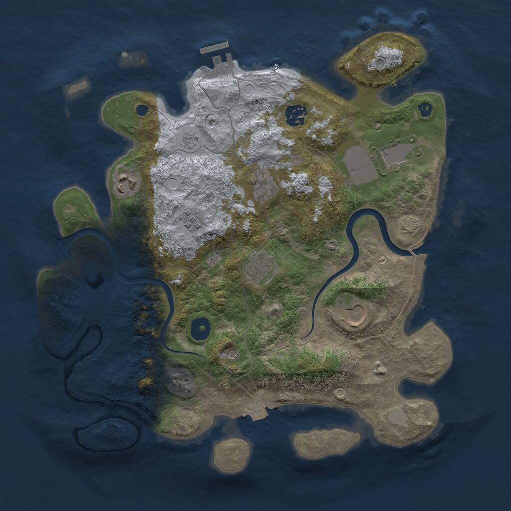 Rust Map: Procedural Map, Size: 3500, Seed: 3229325, 12 Monuments
