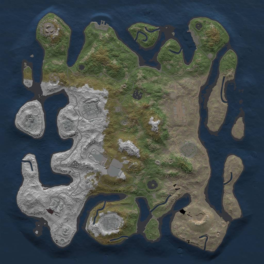 Rust Map: Procedural Map, Size: 4000, Seed: 34621, 18 Monuments