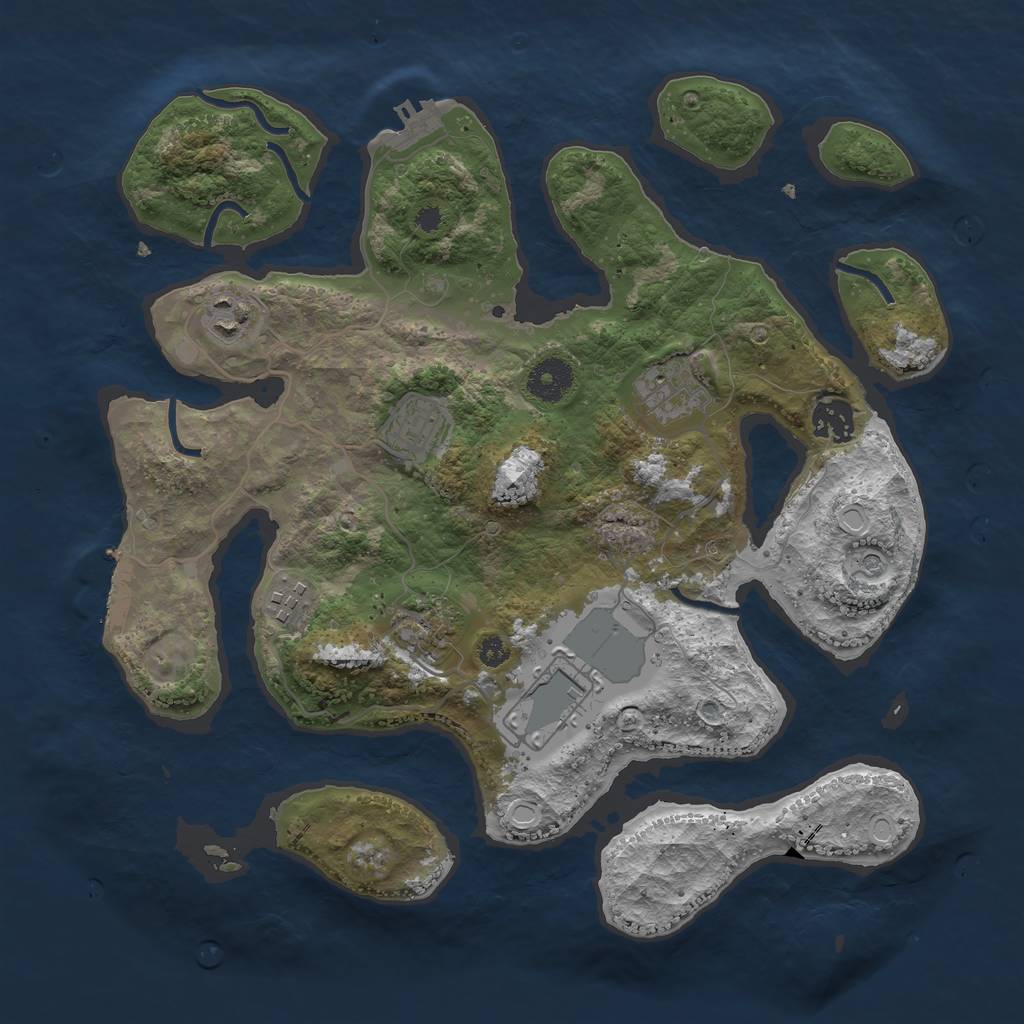 Rust Map: Procedural Map, Size: 3500, Seed: 7264, 15 Monuments