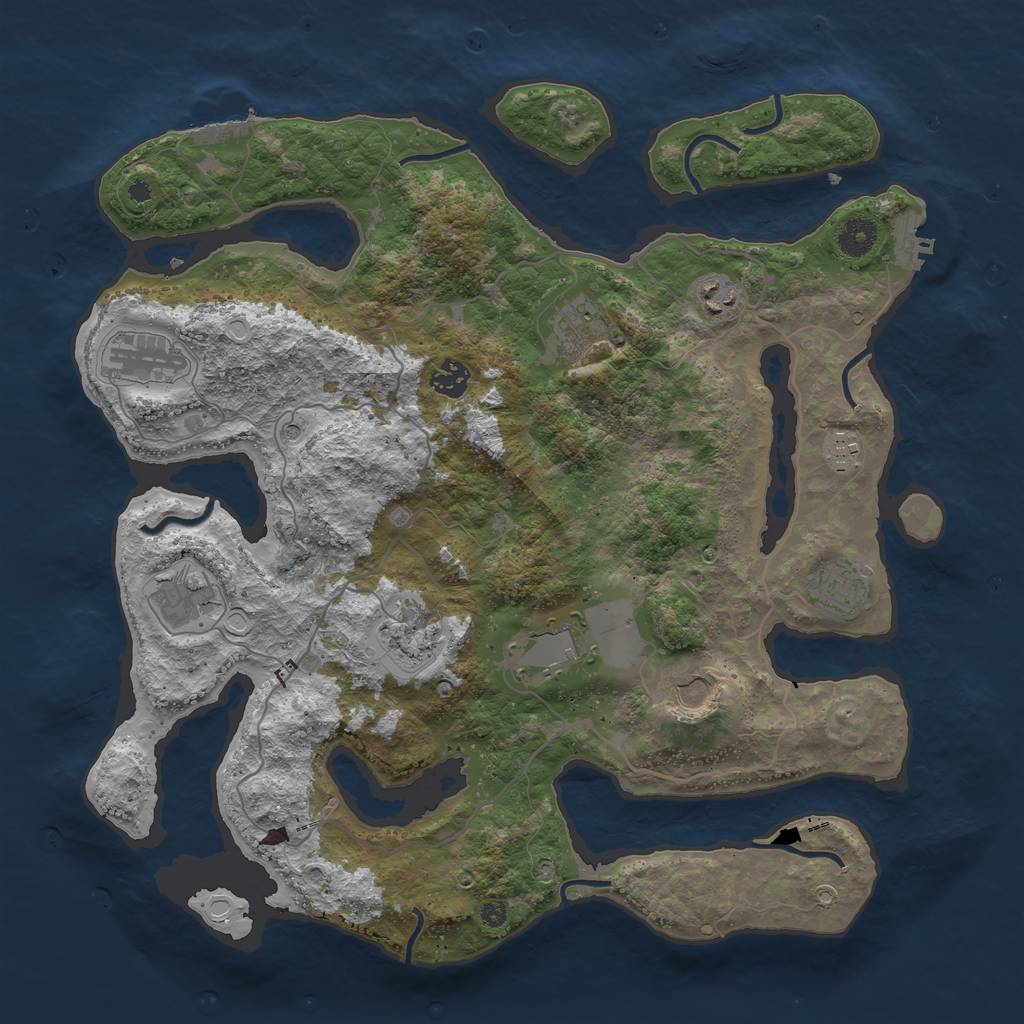 Rust Map: Procedural Map, Size: 4000, Seed: 1912627453, 18 Monuments