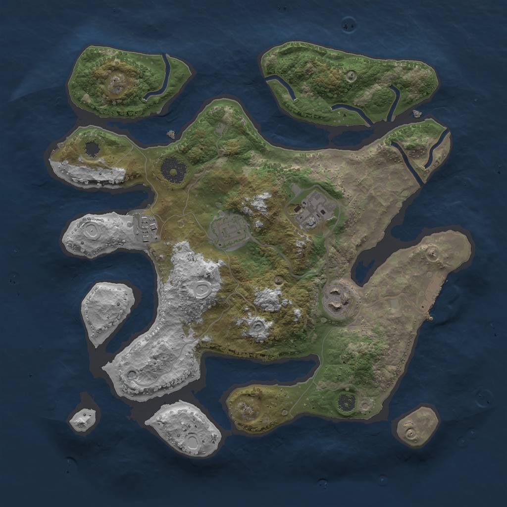 Rust Map: Procedural Map, Size: 3000, Seed: 5463, 10 Monuments