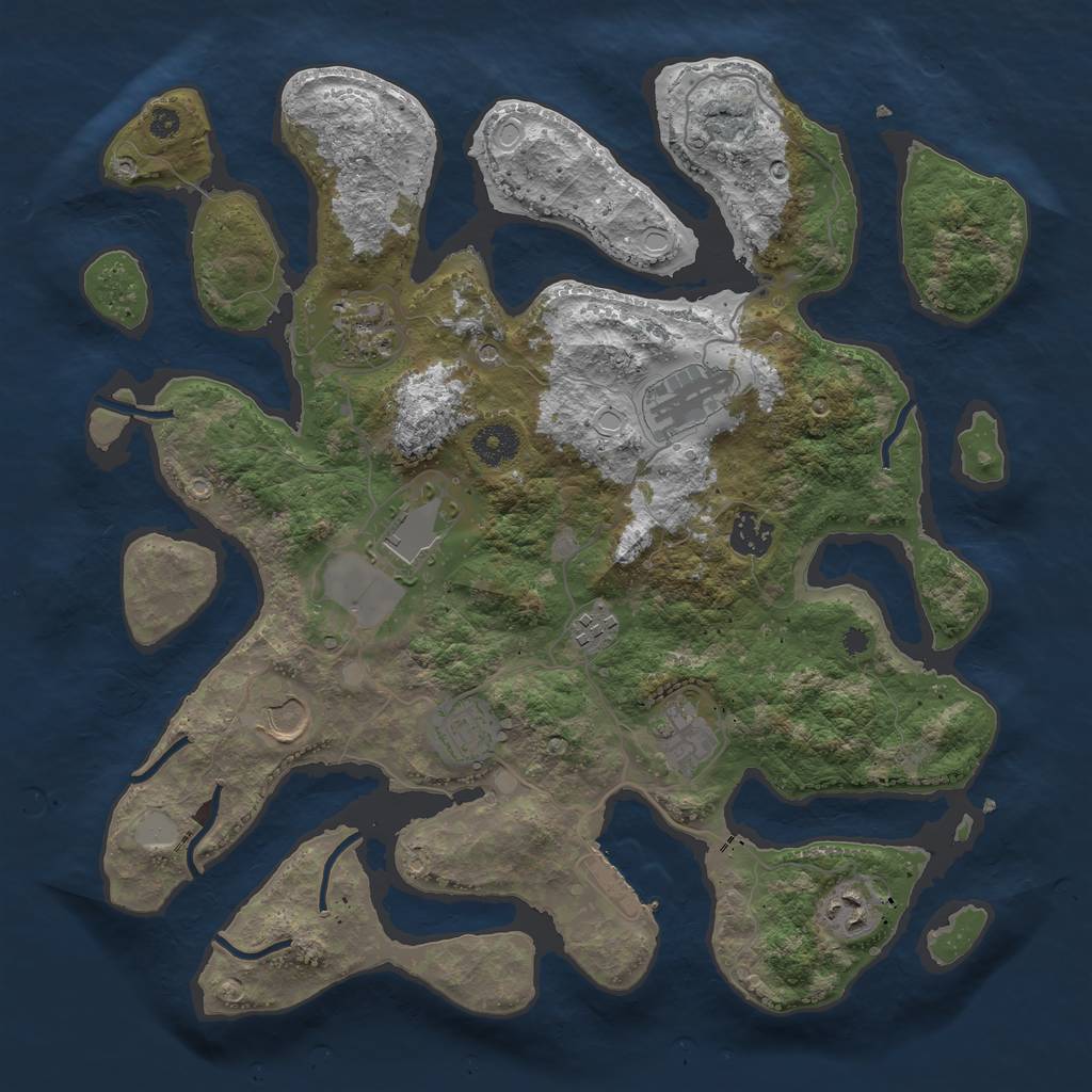 Rust Map: Procedural Map, Size: 3700, Seed: 244224256, 16 Monuments