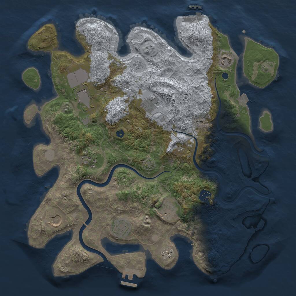 Rust Map: Procedural Map, Size: 3700, Seed: 244224256, 15 Monuments