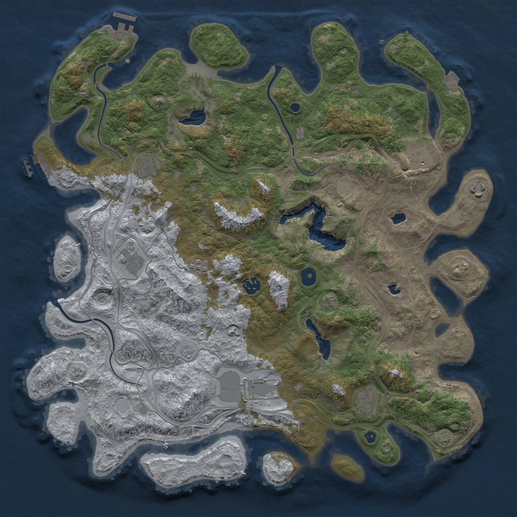Rust Map: Procedural Map, Size: 4500, Seed: 128235174, 14 Monuments