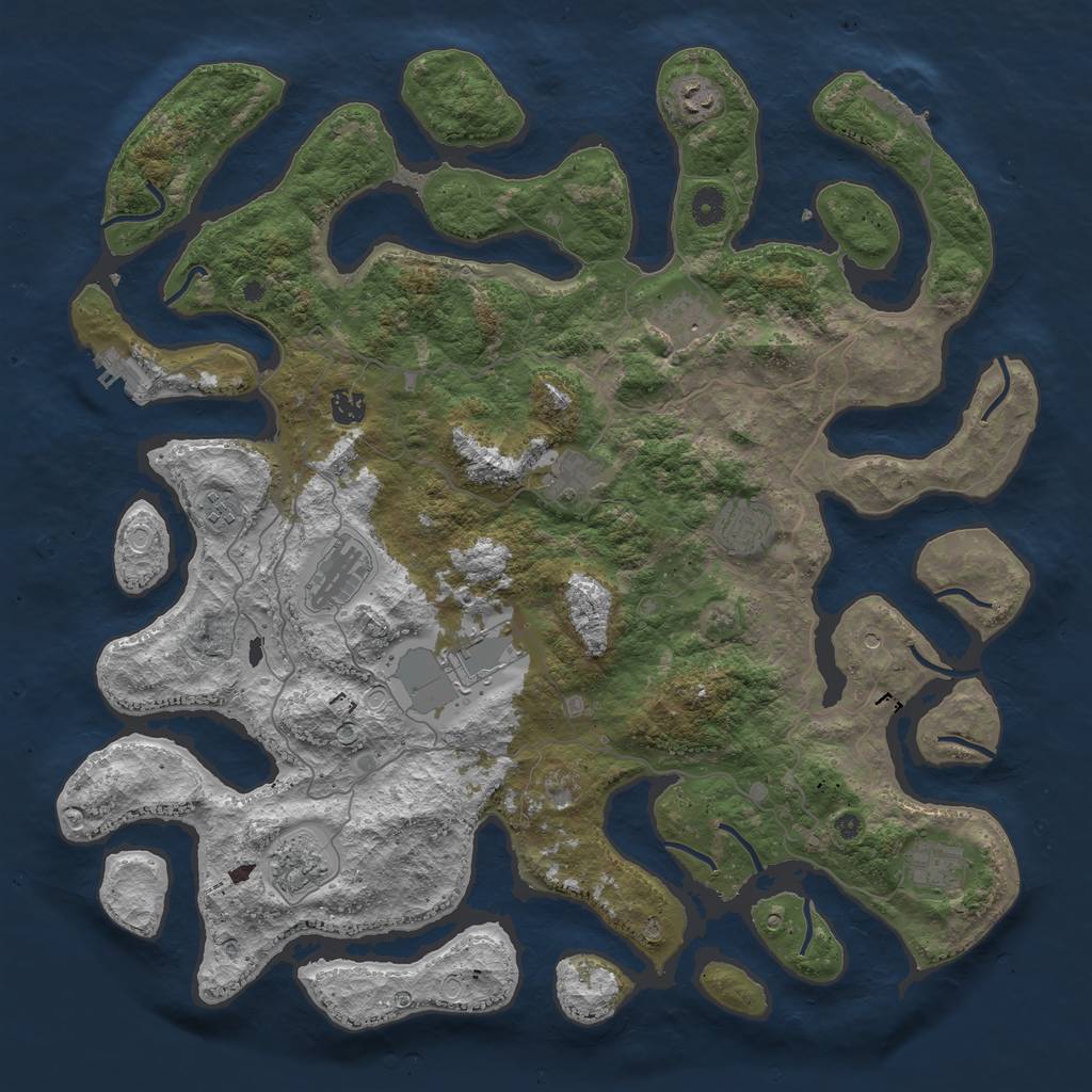 Rust Map: Procedural Map, Size: 4500, Seed: 128235174, 18 Monuments