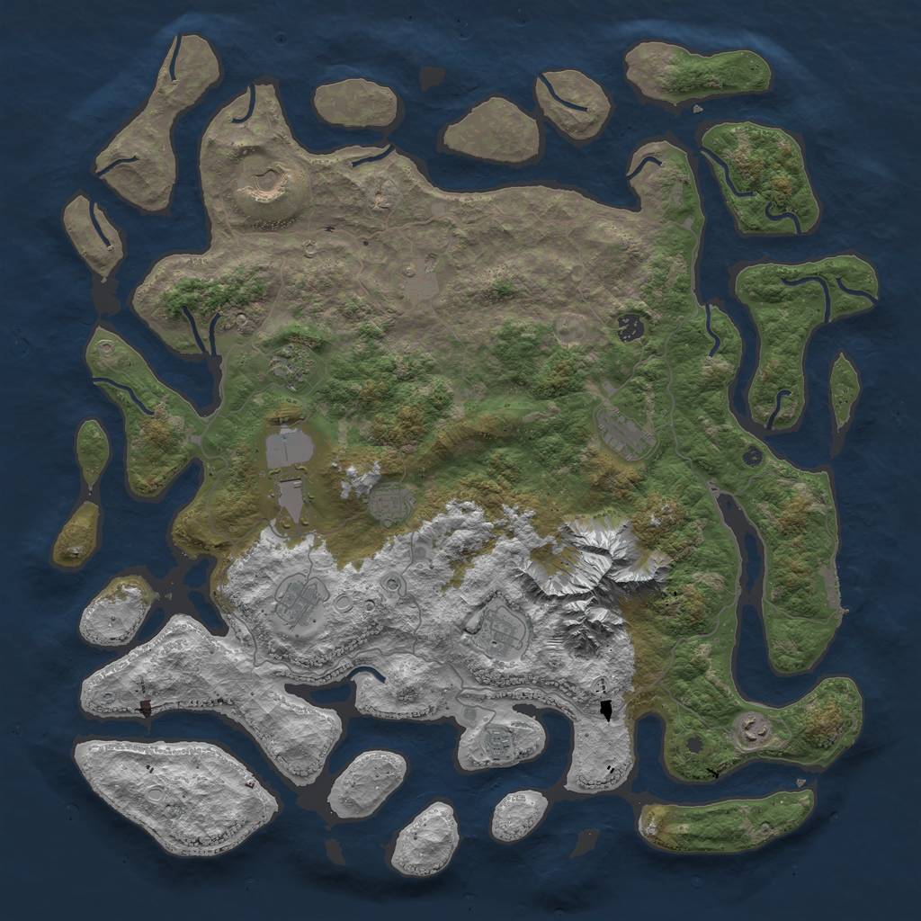 Rust Map: Procedural Map, Size: 5000, Seed: 65423, 18 Monuments