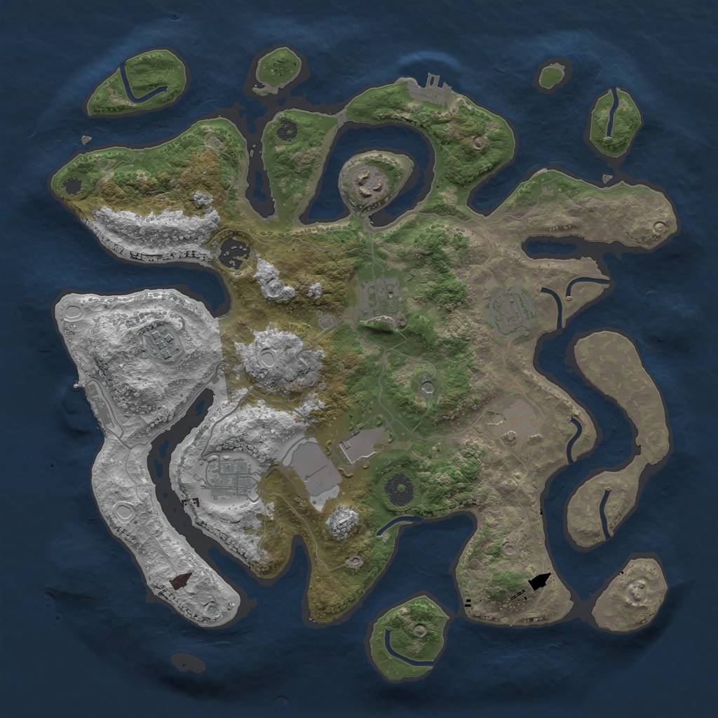 Rust Map: Procedural Map, Size: 3600, Seed: 1547996202, 16 Monuments