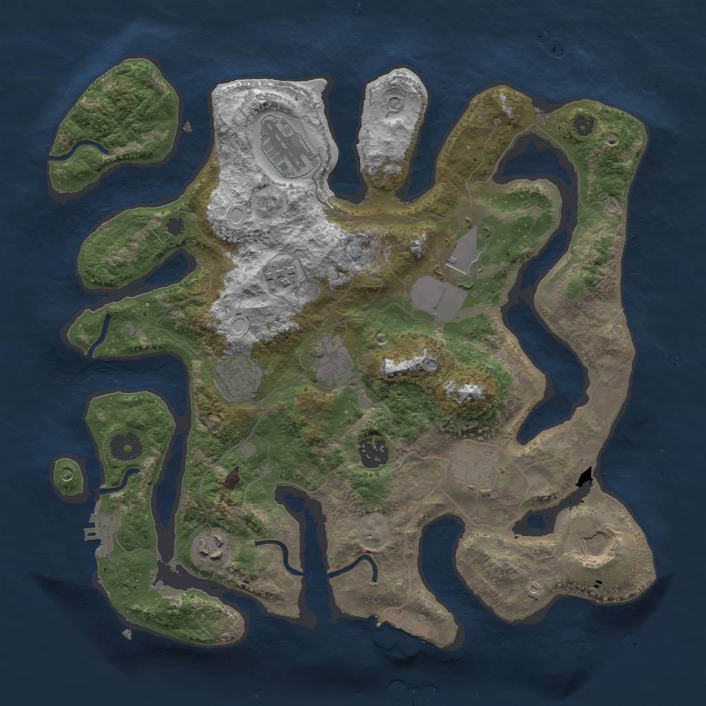 Rust Map: Procedural Map, Size: 3500, Seed: 4104561, 17 Monuments