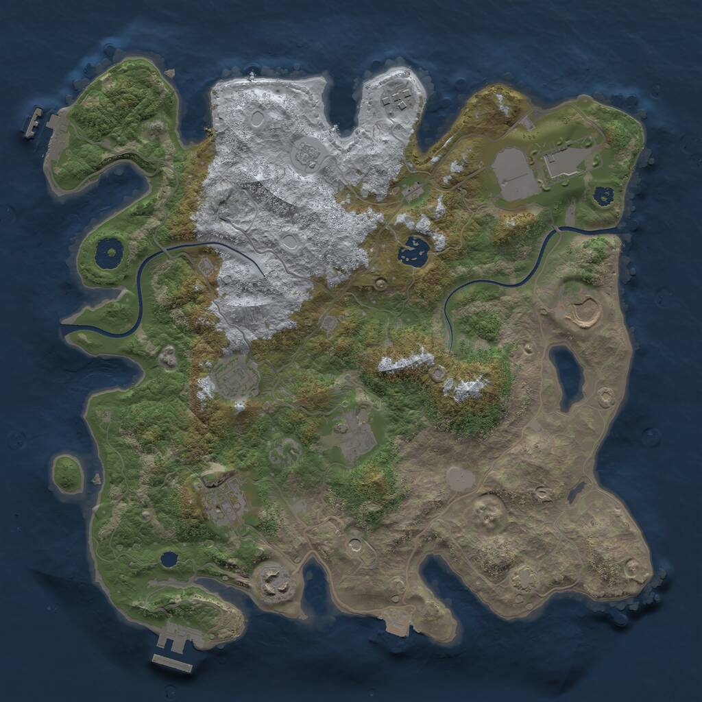 Rust Map: Procedural Map, Size: 3500, Seed: 4104561, 14 Monuments