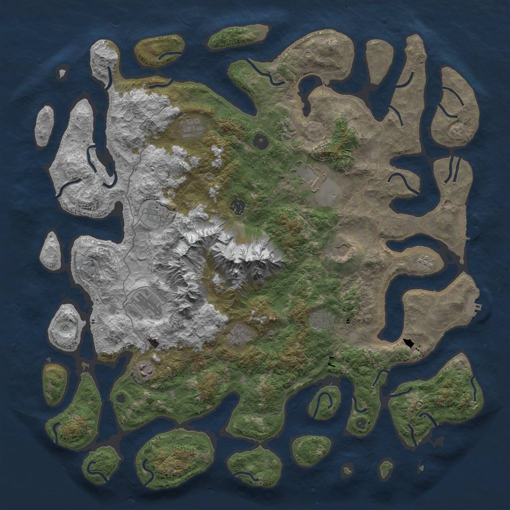 Rust Map: Procedural Map, Size: 5000, Seed: 174710, 19 Monuments