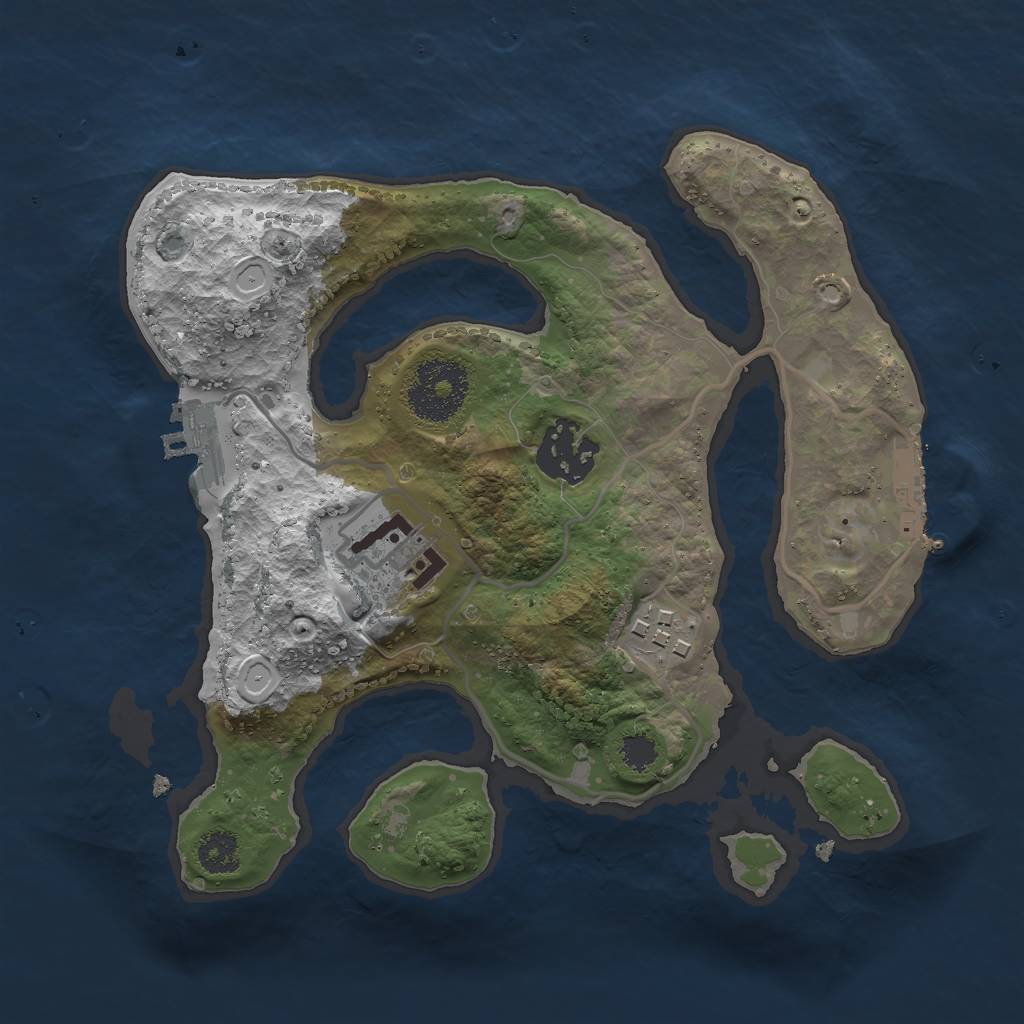 Rust Map: Procedural Map, Size: 2500, Seed: 14766, 10 Monuments