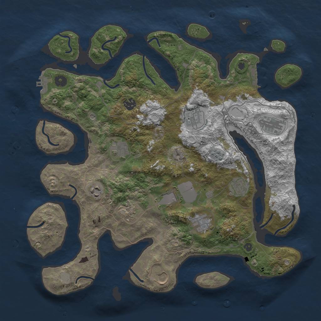 Rust Map: Procedural Map, Size: 4000, Seed: 1018483630, 19 Monuments