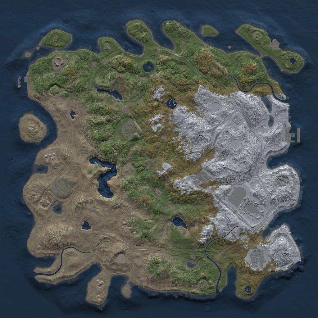 Rust Map: Procedural Map, Size: 4500, Seed: 998676, 15 Monuments