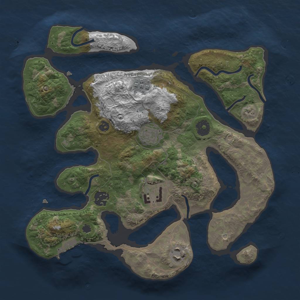 Rust Map: Procedural Map, Size: 3000, Seed: 543254326, 11 Monuments