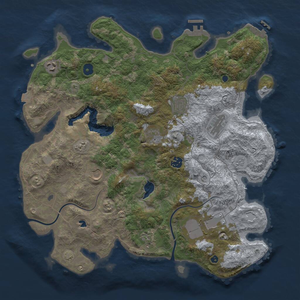 Rust Map: Procedural Map, Size: 4000, Seed: 629, 14 Monuments