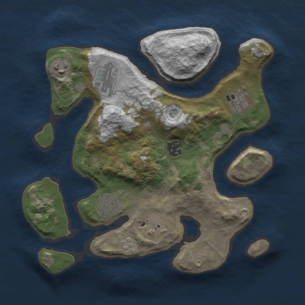 Rust Map: Barren, Size: 3000, Seed: 430582122, 10 Monuments