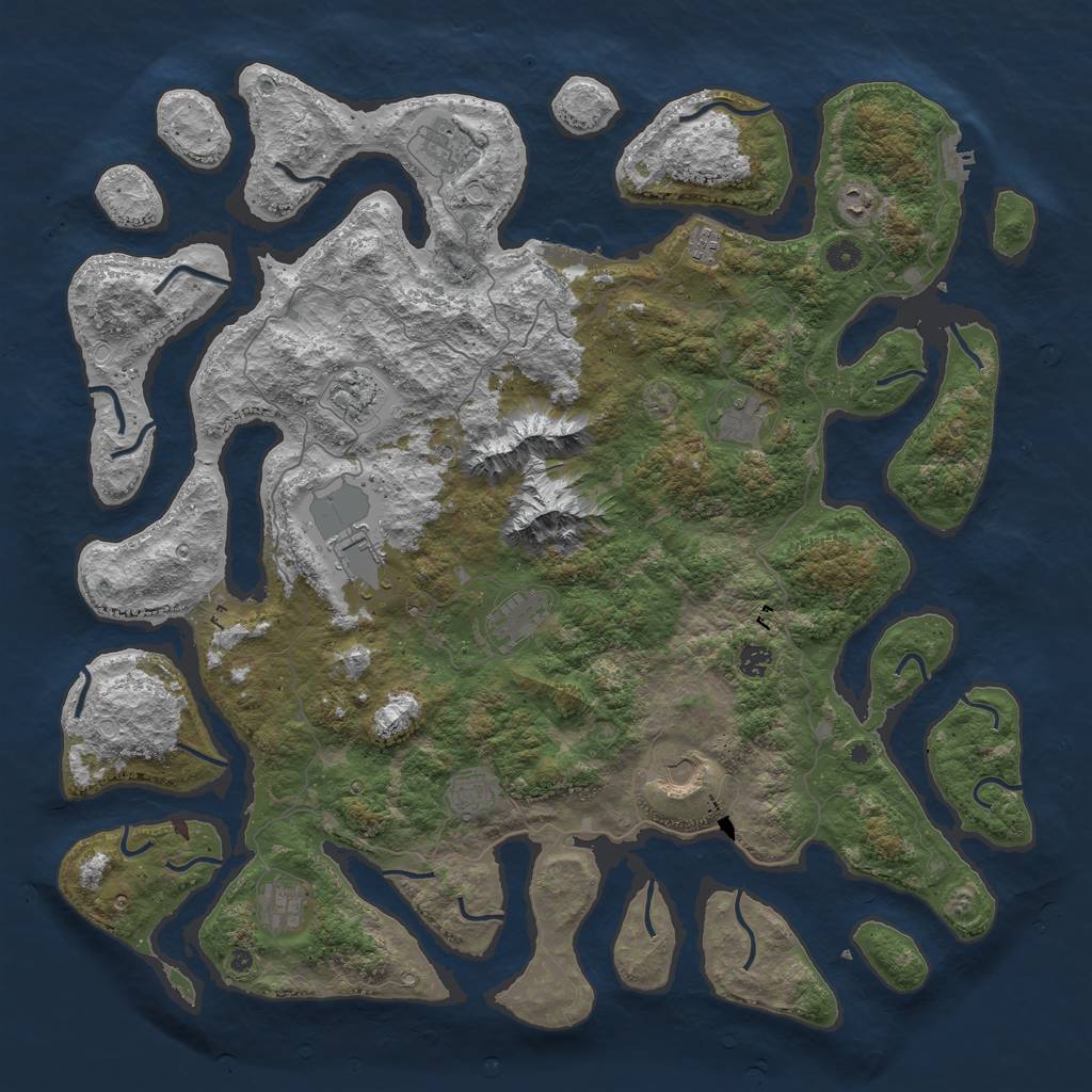 Rust Map: Procedural Map, Size: 5000, Seed: 3214279, 19 Monuments