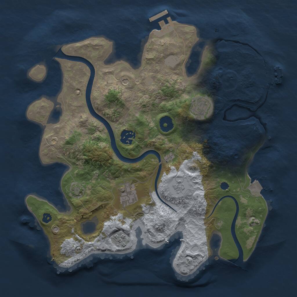 Rust Map: Procedural Map, Size: 3000, Seed: 220665, 10 Monuments