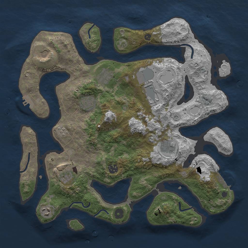 Rust Map: Procedural Map, Size: 3750, Seed: 179642830, 17 Monuments