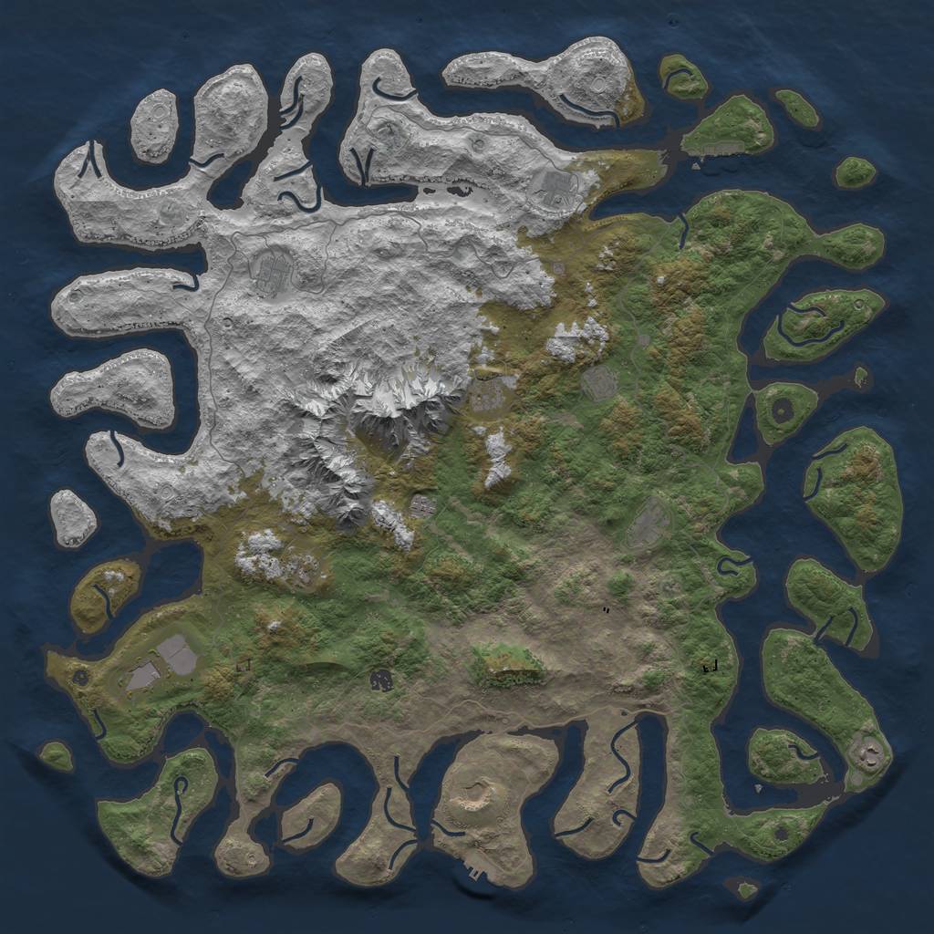 Rust Map: Procedural Map, Size: 6000, Seed: 119327015, 19 Monuments