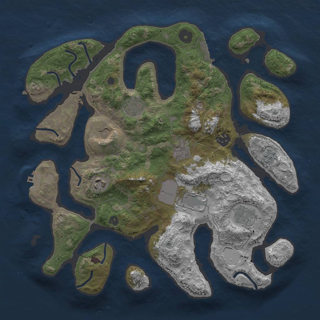 Rust Map: Procedural Map, Size: 3500, Seed: 1000412580, 16 Monuments