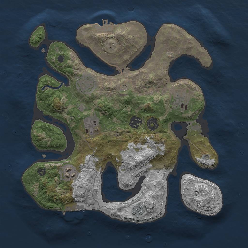 Rust Map: Procedural Map, Size: 3000, Seed: 2425069, 14 Monuments