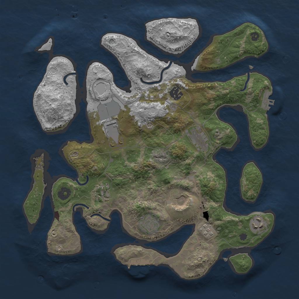 Rust Map: Procedural Map, Size: 3500, Seed: 545294840, 16 Monuments