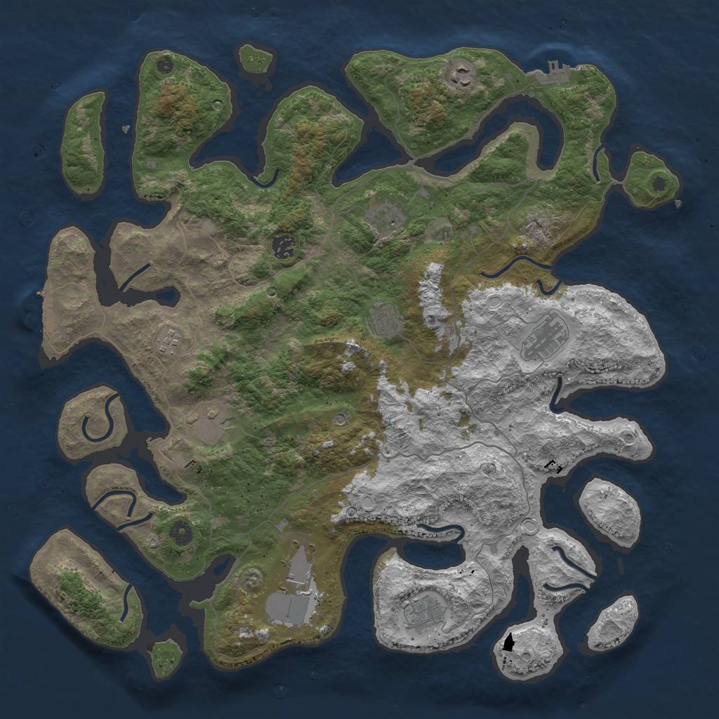 Rust Map: Procedural Map, Size: 4500, Seed: 62857259, 17 Monuments