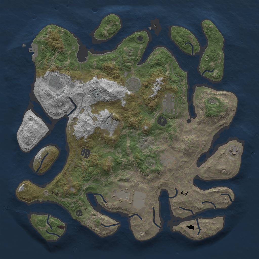 Rust Map: Procedural Map, Size: 4000, Seed: 188727885, 16 Monuments