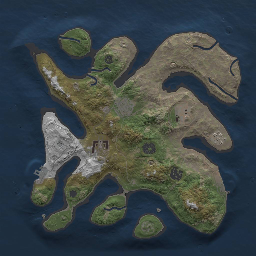 Rust Map: Procedural Map, Size: 3000, Seed: 1235687, 13 Monuments