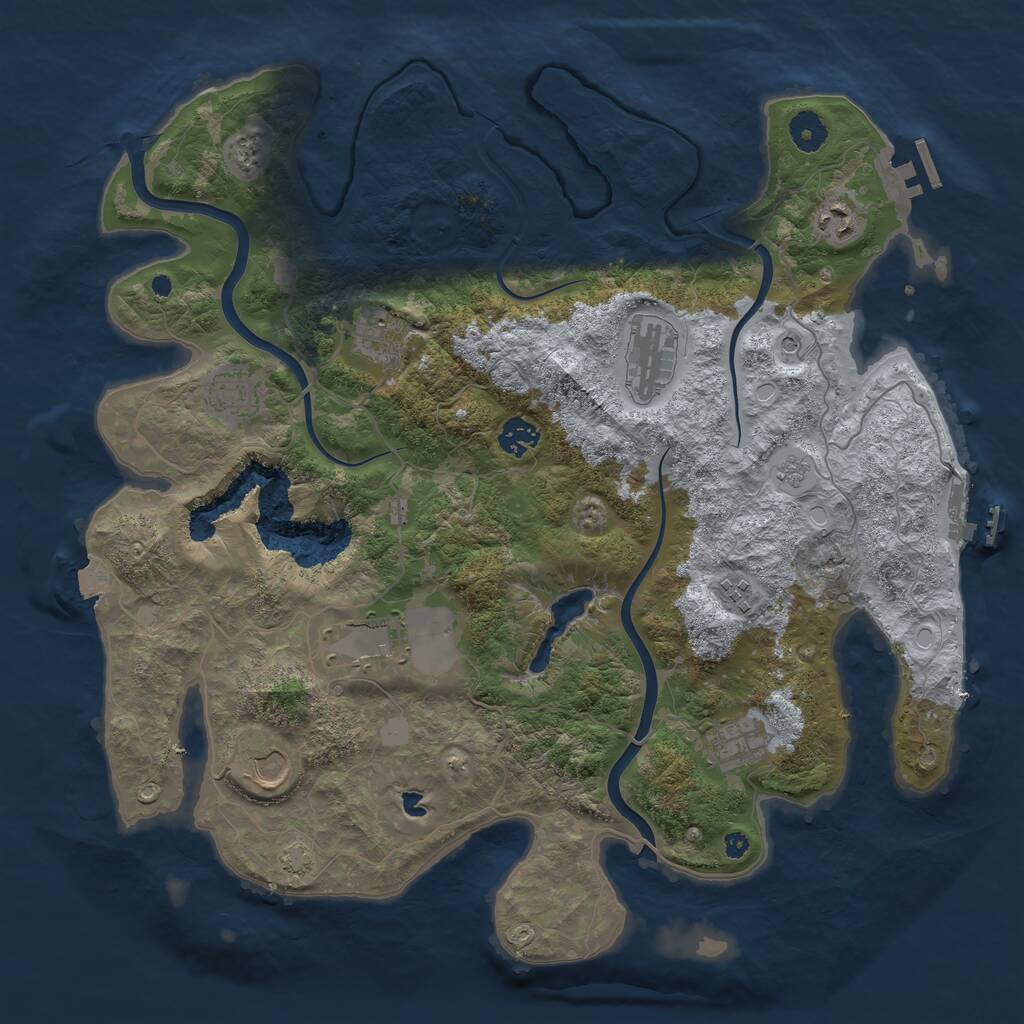 Rust Map: Procedural Map, Size: 4000, Seed: 24996, 15 Monuments