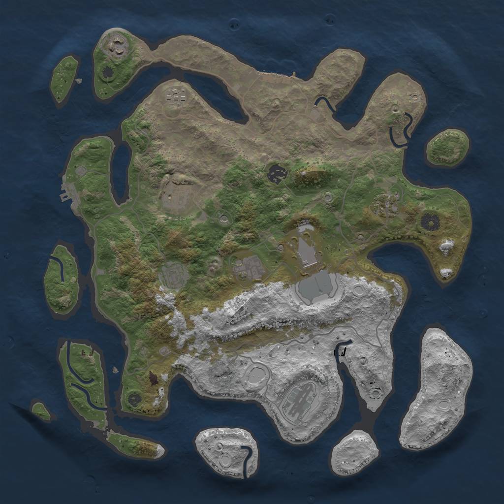 Rust Map: Procedural Map, Size: 4000, Seed: 96039557, 17 Monuments