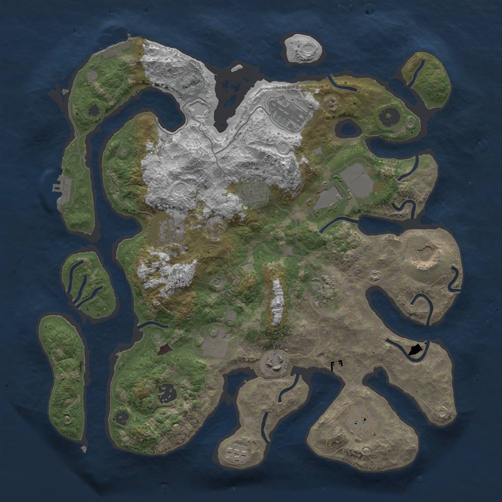 Rust Map: Procedural Map, Size: 3850, Seed: 1087360300, 19 Monuments