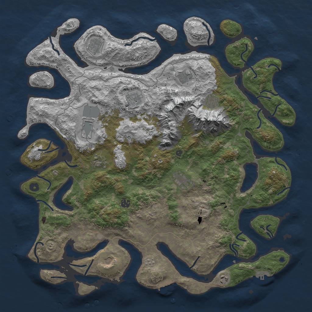 Rust Map: Procedural Map, Size: 5000, Seed: 1242826177, 19 Monuments