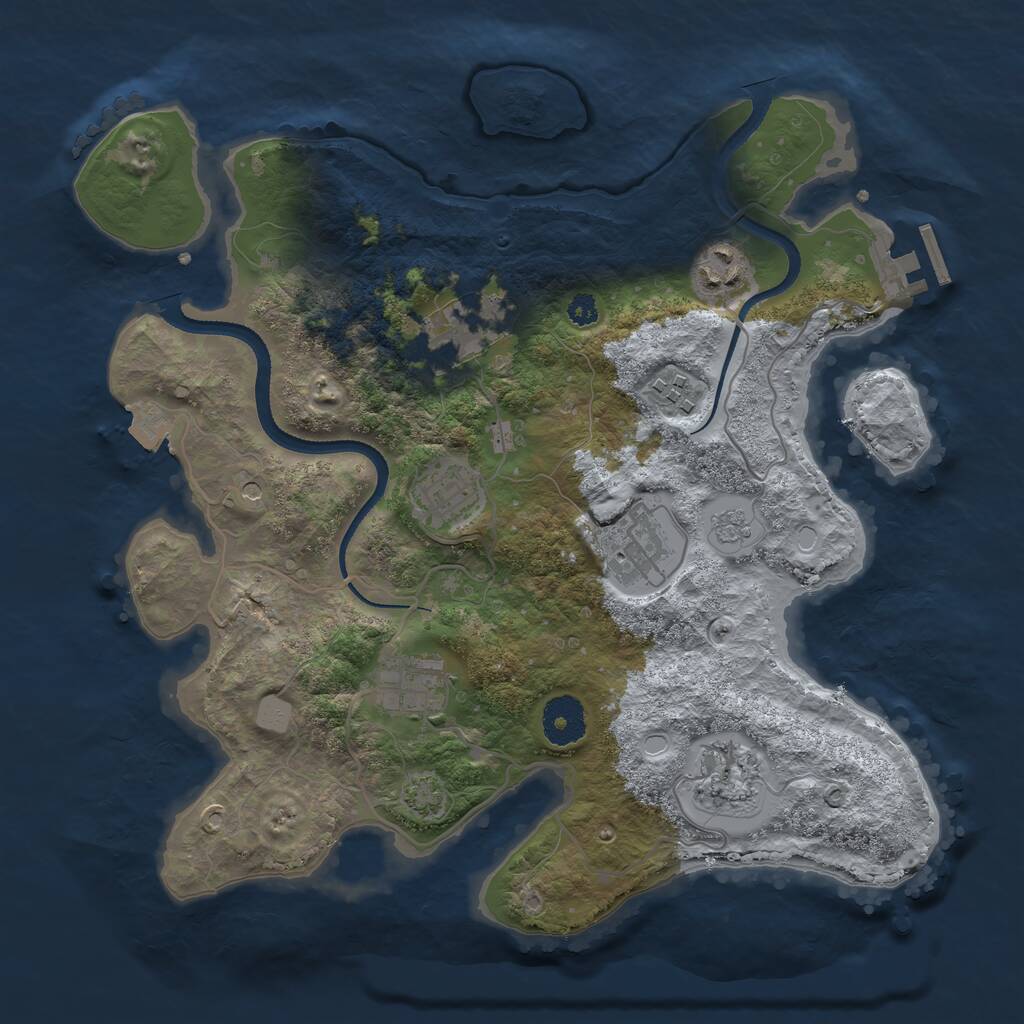 Rust Map: Procedural Map, Size: 3300, Seed: 32073478, 12 Monuments