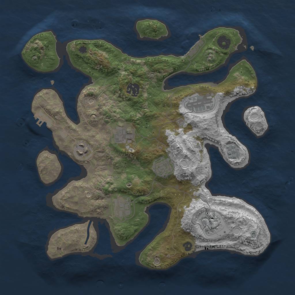 Rust Map: Procedural Map, Size: 3300, Seed: 32073478, 16 Monuments