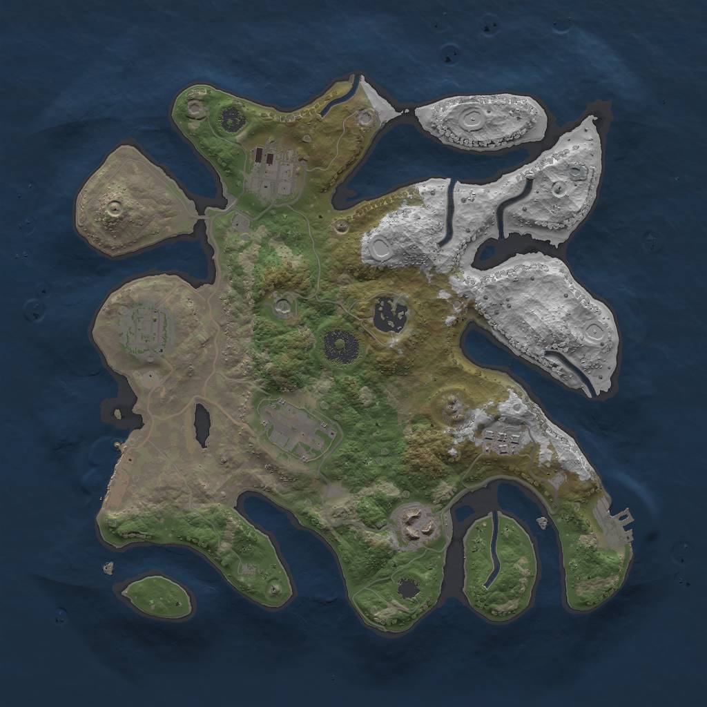 Rust Map: Procedural Map, Size: 3000, Seed: 51392174, 14 Monuments