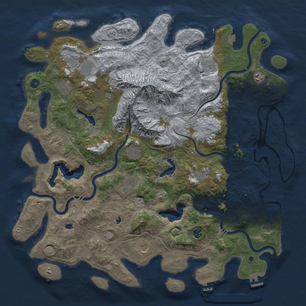 Rust Map: Procedural Map, Size: 5000, Seed: 615648070, 17 Monuments