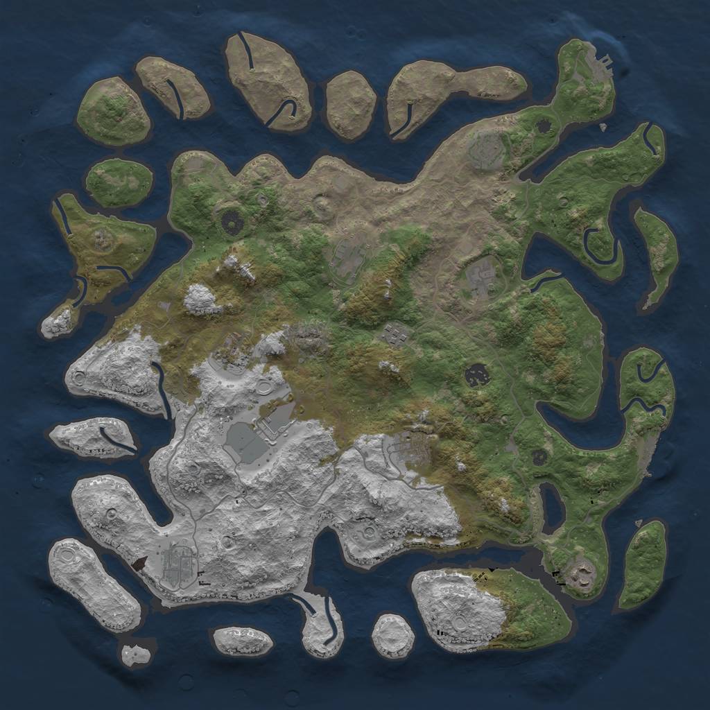 Rust Map: Procedural Map, Size: 4500, Seed: 20510, 18 Monuments