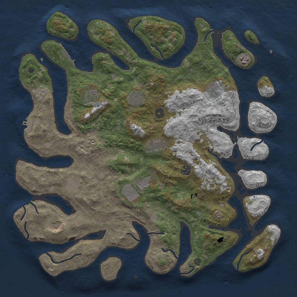 Rust Map: Procedural Map, Size: 4500, Seed: 1078219383, 18 Monuments