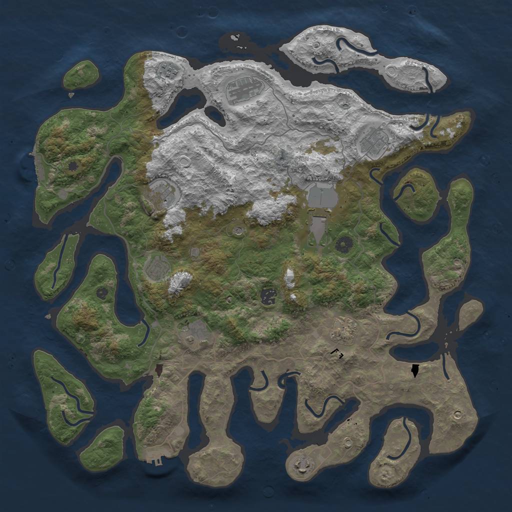 Rust Map: Procedural Map, Size: 4500, Seed: 1777877, 18 Monuments