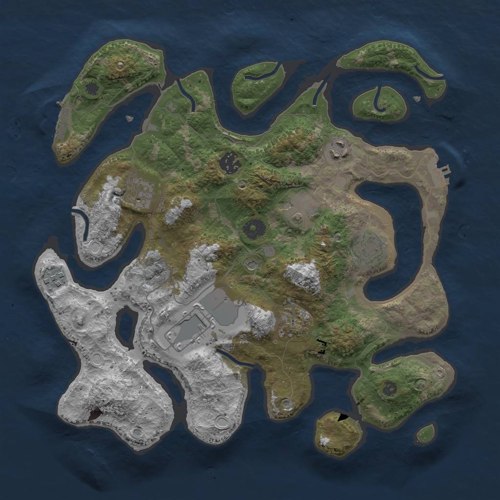 Rust Map: Procedural Map, Size: 3500, Seed: 1710834118, 16 Monuments