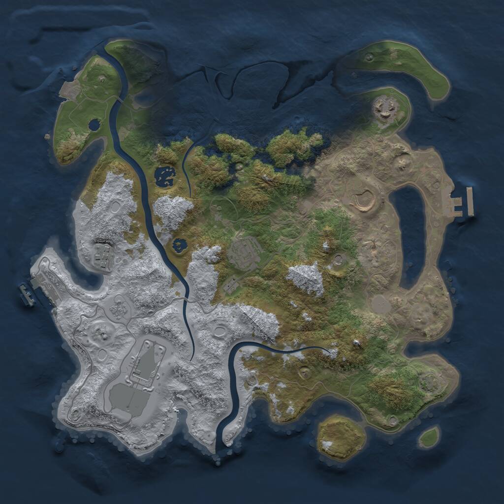 Rust Map: Procedural Map, Size: 3500, Seed: 1710834118, 12 Monuments