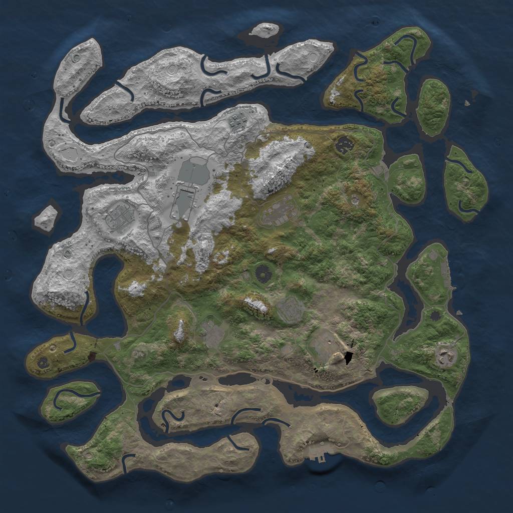 Rust Map: Procedural Map, Size: 4500, Seed: 5214877, 17 Monuments