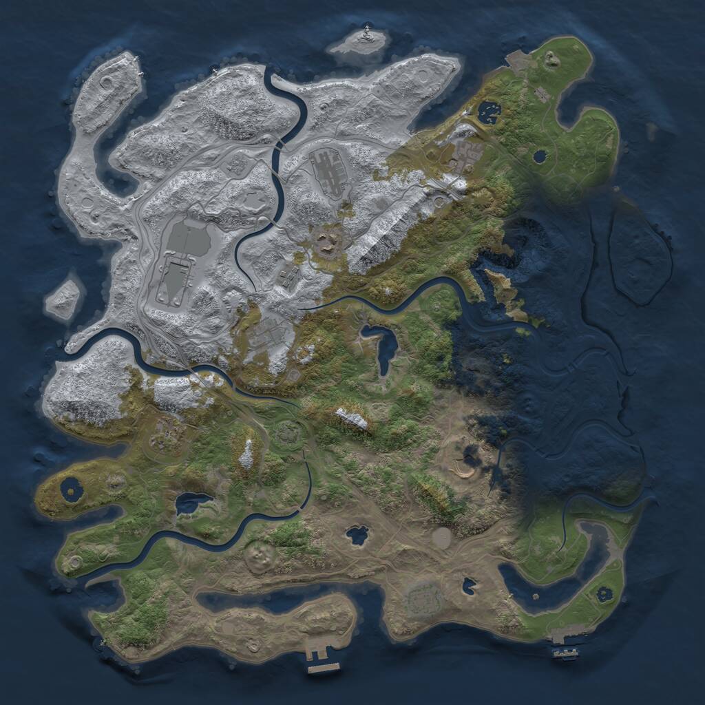 Rust Map: Procedural Map, Size: 4500, Seed: 5214877, 16 Monuments